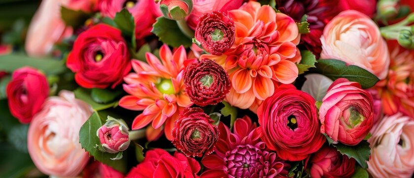 bouquet of spring flowers red mix set for decorative in event