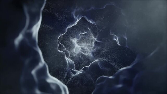 Autophagy process visualized as low light internal dissolution of organic material breaking down into subtle particles.mp4