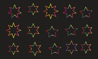 Vibrant Gradient Star Outlines