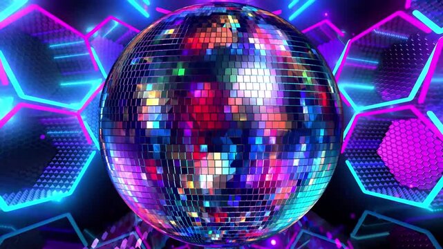 Animation of a spinning disco ball