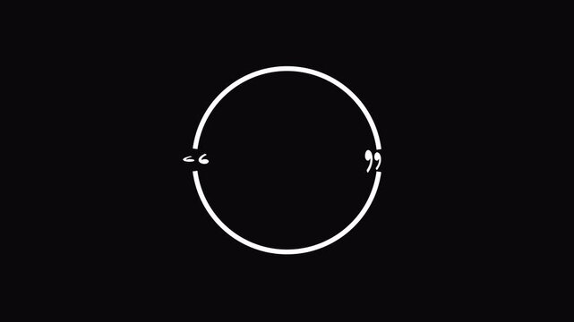 Rounded quote box icon animation. Graphic animation of rectangular quotation marks. Quote frame blank template set on a transparent background in 4Kanimation with Alpha channel.