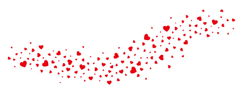 Flowing red heart confetti romantic background