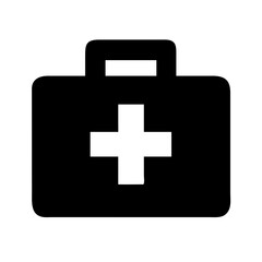 Obraz premium Solid Black First Aid Kit Box Icon for Medical Emergency Supplies
