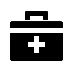 Obraz premium Solid Black First Aid Kit Box Icon for Medical Emergency Supplies