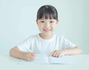 Naklejka premium まじめに勉強をする子供 Child studying seriously 