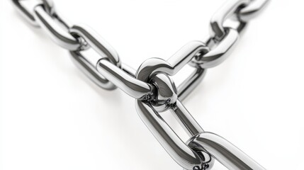 Obraz premium Polished silver chain links intricately interlocked in a close up studio shot
