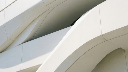 Fototapeta premium Modern white architecture curves and geometric concrete details