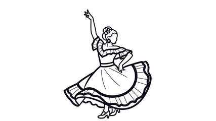 Obraz premium a dancer in traditional attire performing a graceful flamenco dance silhouette