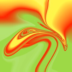 The brightly colored liquid moves vibrantly.
