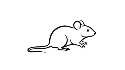 Obraz premium a simple black and white line drawing of a small mouse silhouette