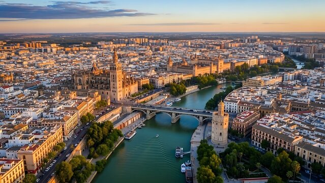 Aerial View of Paris Cityscape River.