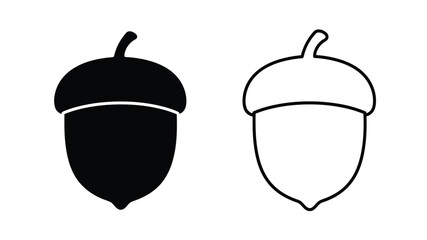 two acorn icons one black and one white a simple silhouette design © asma
