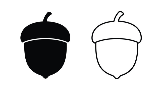 two acorn icons one black and one white a simple silhouette design