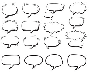 Obraz premium A collection of 16 comic book speech bubbles in various shapes and sizes