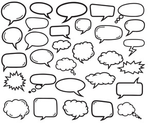 Fototapeta premium A collection of various comic book speech bubbles and thought clouds