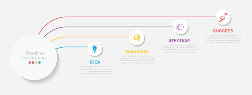 Circle Infographic vector design template. Business concept with 4 options, steps, sections with marketing icons.