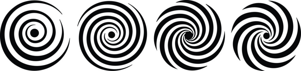 Obraz premium Spiral Vortex Icon Set Abstract Swirl and Rotation Symbols