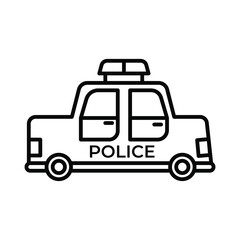 Fototapeta premium Police car line icon representing law enforcement, public safety and emergency response transportation. Ideal for security platforms, smart city projects, emergency apps, maps, dashboards, UI UX.