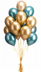 Bunch of colorful balloons isolated on white background.