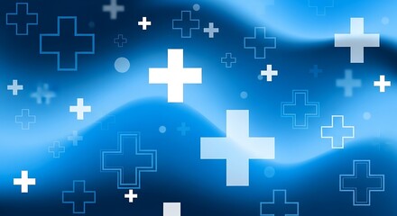 Abstract blue background with white and light blue crosses