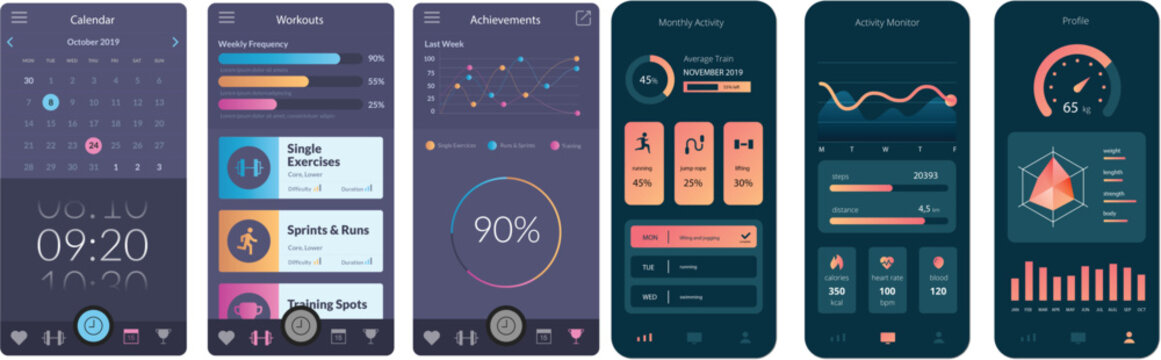 Fitness Tracking Mobile App Interface UI and Wellness Dashboard Design
