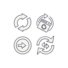 Four icons showing circular arrows and refresh symbols in simple design