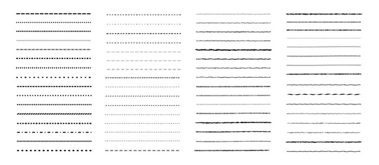 Set of hand drawn black lines, dividers and borders © samemen