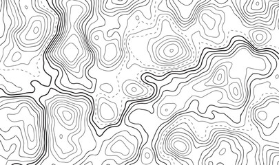 Fototapeta premium Abstract Topographic Contour Map Seamless Pattern | Minimalist Relief Terrain Lines Texture Vector Background
