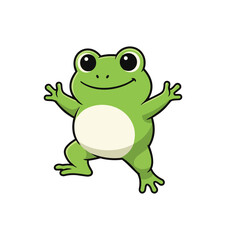 Fototapeta premium Cartoon frog with outstretched arms on black background