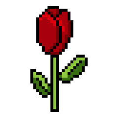 Vector Pixel Art Icon of Red Tulip