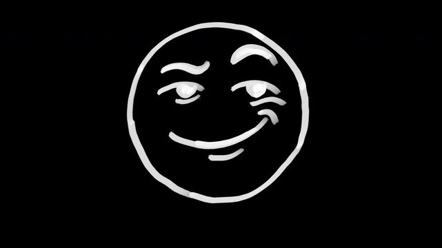 Animated Smirking Face Emoji with Sly Smile and Raised Eyebrow on Alpha Transparent Background 4K