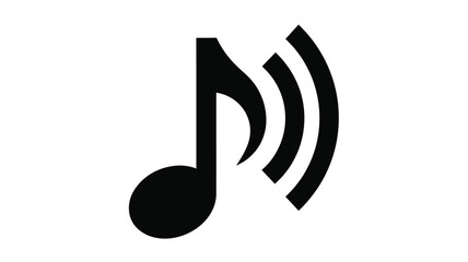 black musical note symbol with radiating sound waves a striking silhouette © DELRUBA