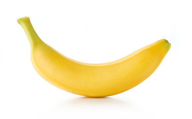 One ripe whole banana on white background