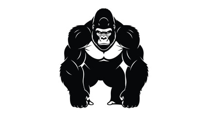 a powerful gorilla in a striking black and white silhouette © DELRUBA