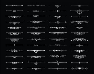 Elegant ornamental dividers and borders, vintage flourish elements for design