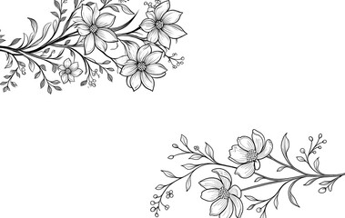 Blumen Karten Vorlage schwarz - weiss