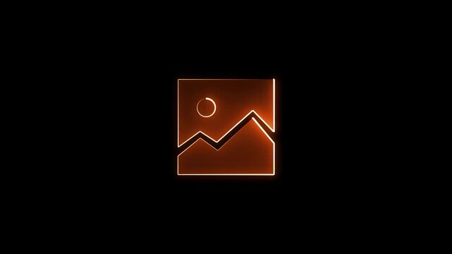 Neon image vector symbol, missing available icon. Neon gallery for this moment.  Orange color image icon.