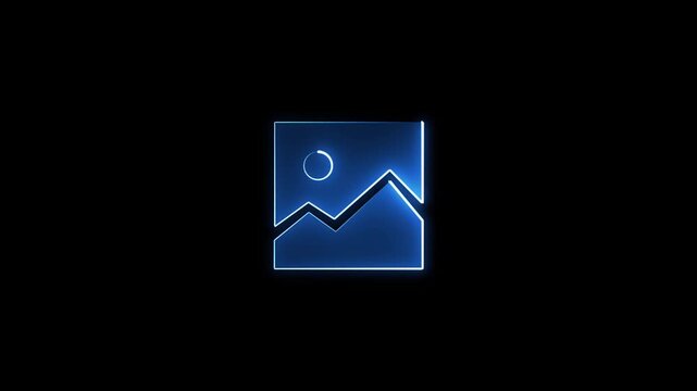 Neon image vector symbol, missing available icon. Neon gallery for this moment. Blue color image icon.
