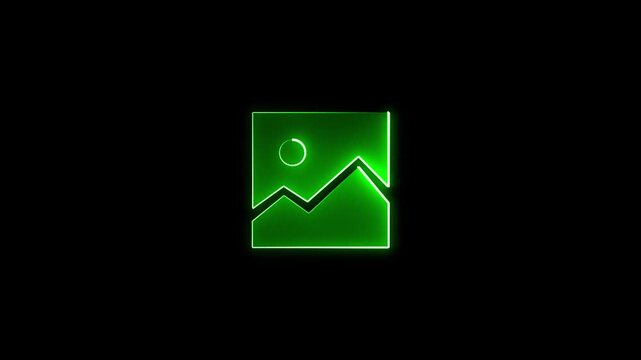 Neon image vector symbol, missing available icon. Neon gallery for this moment. green color image icon.