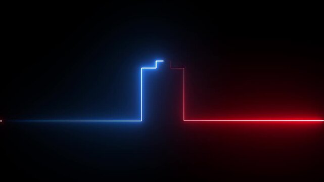 Neon glowing battery icon animation. Abstract neon battery charging icon .