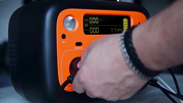 High-End Residential Battery Backup System Providing Emergency Power During Blackout - Close Up 4K