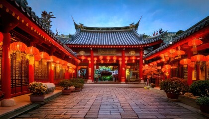 Naklejka premium Serene Chinese Temple - A Journey Through Ancient Architecture and Culture.