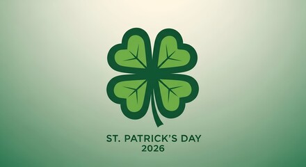 A green four-leaf clover symbol for St. Patrick's Day 2026