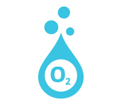 Teal oxygen drop icon with bubbles on for medical or health concepts