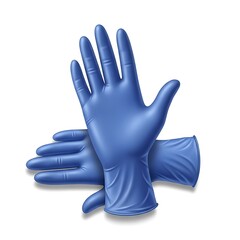 Obraz premium Blue Latex Gloves Isolated on White Background