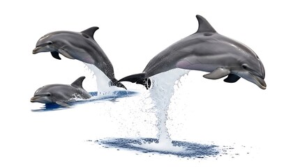 Obraz premium Dolphins Jumping Splashing in Ocean Water
