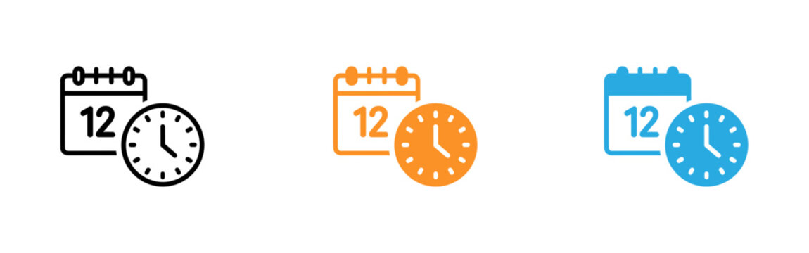Calendar and clock icons in different colors