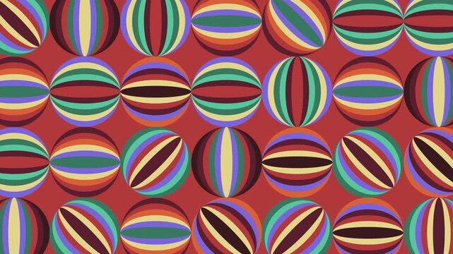 70sポップカラーのモダンパターン　ミニマルモダンなサークルのビート　ループ