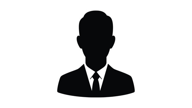 a black silhouette of a man in a suit and tie a formal profile