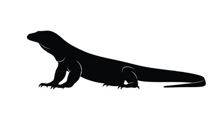 Obraz premium a black silhouette of a lizard reptile animal illustration against a white background